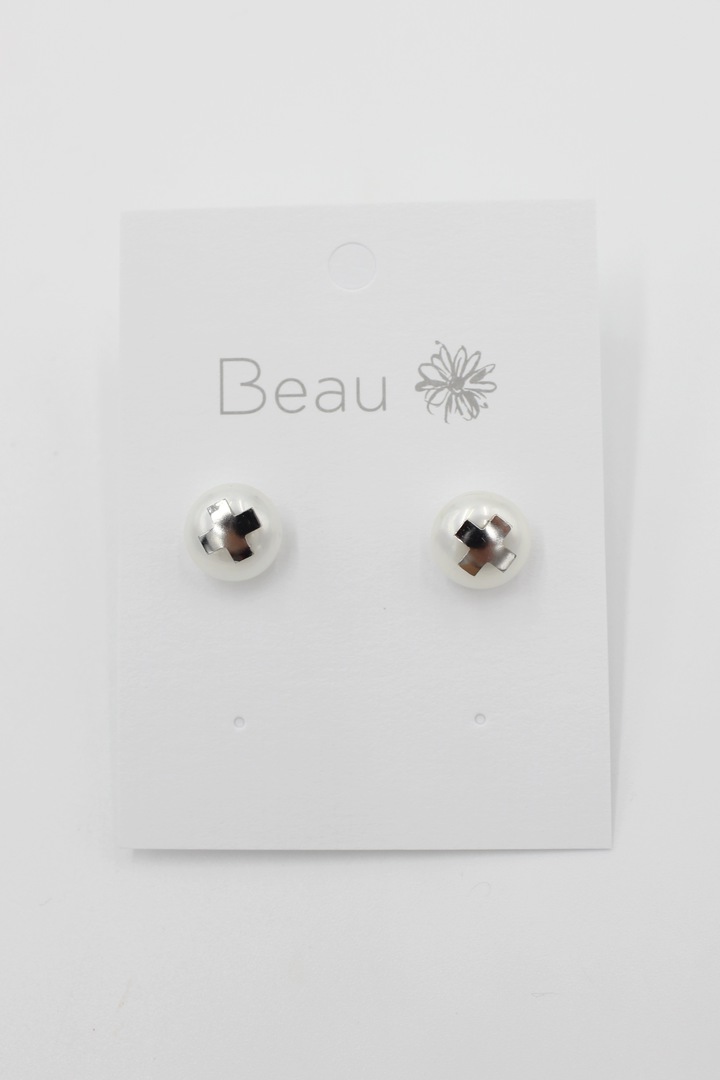 Pearl Cross Stud Earrings image 0